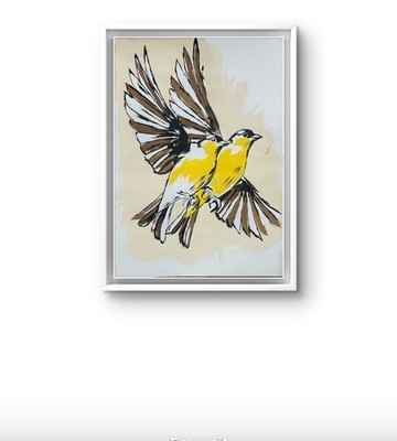 Original Abstract Acrylic Bird Painting 14x11 paper Modern Wall Art Home Decor