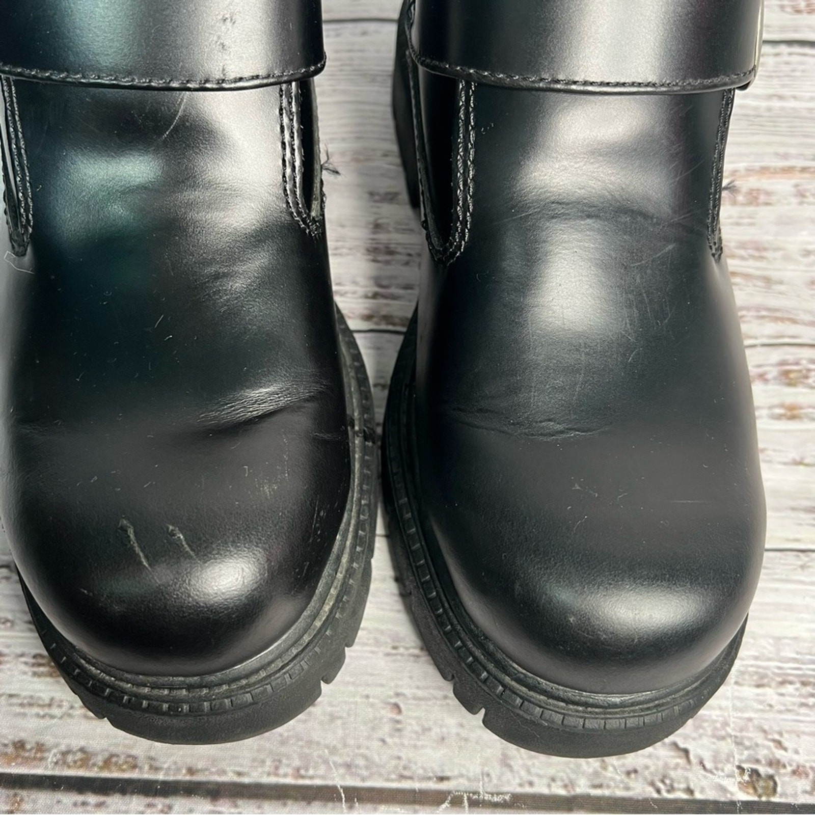 Skechers Mens 8 Black Chunky Boots Monk Strap Y2K… - image 6