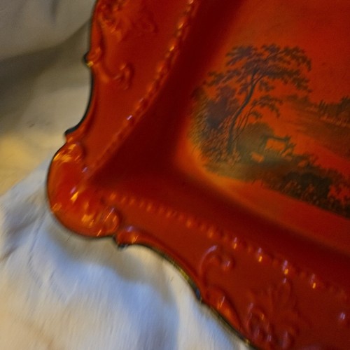 RARO piatto smerlato anni 1830 William Adams rosso chinoiserie transferware 31x26 cm - Foto 6 di 22
