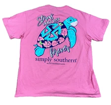 Simply Southern Shirt Women Large Pink Tee Sea Turtle Storms Don's Last Preppy