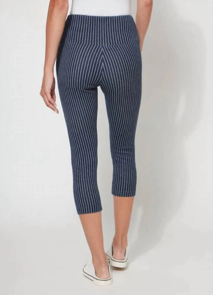 Lysse Cropped Pattern Pinstripe Capri Denim Leggings Size M - Image 2 of 4