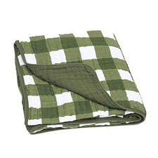Parker Baby Muslin Blanket  100 Soft Cotton Toddler Quilt  Green Buffalo