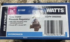 NEW!  Watts B1156F 1/2” Feed Water Pressure Regulator Bronze