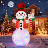 Aufblasbare Weihnachtsdeko Schneemann 2,4M Mit Led-Lichtern FüR Garten Outdoor