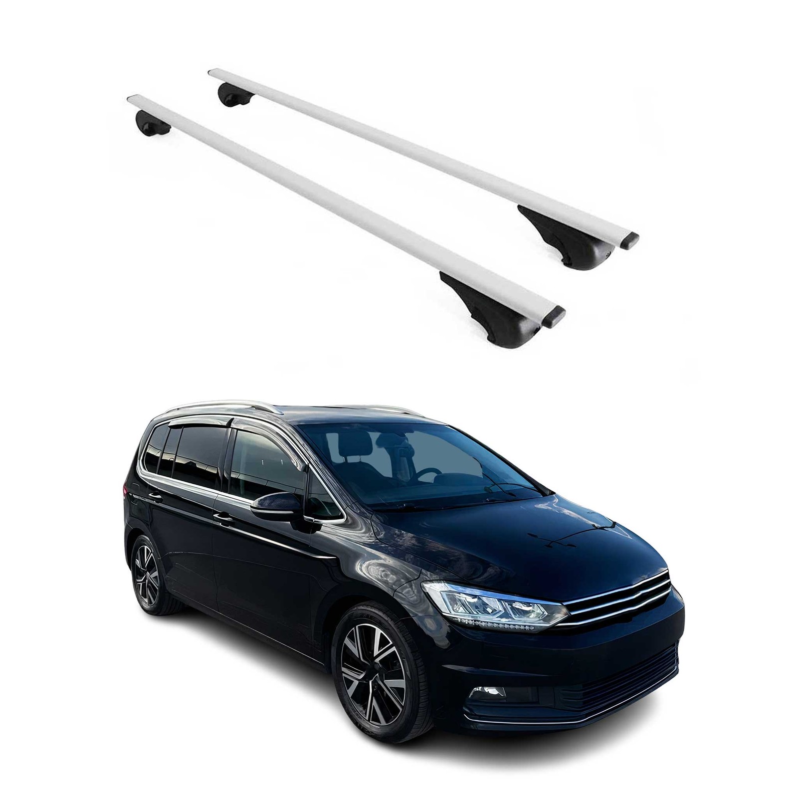 Barres de toit transversales pour VW Touran 2015-2026 en fer argenté résistant