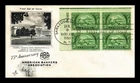 US COVER AMERICAN BANKERS ASSOCIATION 75TH ANNIVERSARY FDC PLATE BLOCK