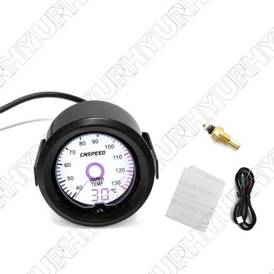 Universal 2'' 52mm Virtual Pointer Water Temp Gauge Digital 7-Colors LED Display