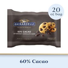 GHIRARDELLI 60 Cacao Bittersweet Chocolate Premium Baking Chips, 20 oz Bag