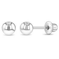 Classic Ball 3-4mm Baby / Toddler / Kids Earrings Screw Back - Sterling Silver