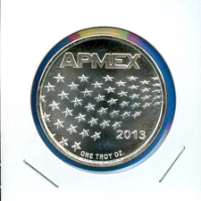2013 APMEX American Flag .999 Silver 1oz Art Round Bullion #15 Semi Proof Like