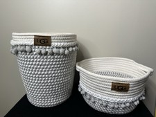 2 UGG SOFT STORAGE BINS ONE IS 10" TALL BY 8" W~OTHER ONE IS 5.5" T BY 10" WIDE