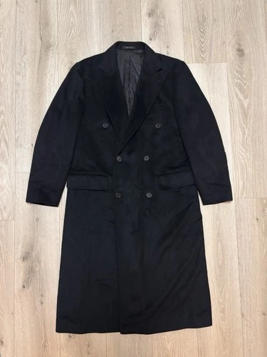 Vintage Milano Galleria 100% Cashmere Black Double Breasted Overcoat Men’s 38 - product listing photo