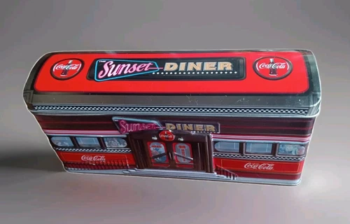 Vintage COCA COLA  SUNSET DINER TIN & 10 Decks of Cards (500+)Collectible UNIQUE