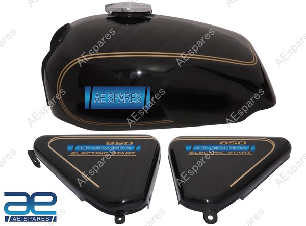 Kompatibel Norton Commando Roadster 850 Kraftstofftank + Seitenwand Schwarz Gec-image