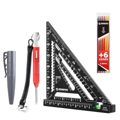 7Inch Rafter Square with Level Vial, Heavy Duty Multi-Purpose Aluminum Triangle
