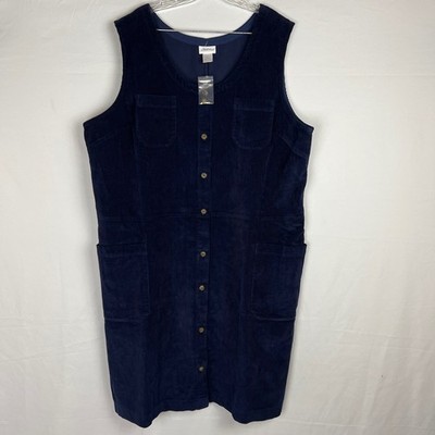 Cabincore Cottagecore Corduroy Blue Dress Button Pocket 3XL Vermont Country 
