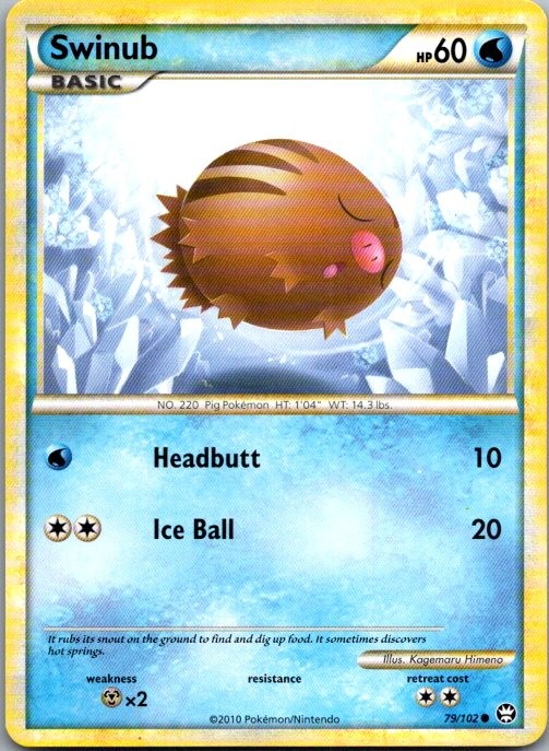 Swinub 79/102 Common HGSS Triumphant Pokemon Lightly Played