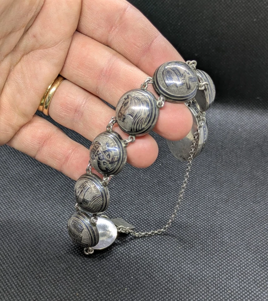 ANCIEN BEAU BIJOU BRACELET ARGENT MASSIF RUSSE RUSSIE EPOQUE - 19ème - Photo 2/4