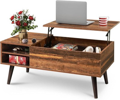 Lift Top Coffee Table,Small Coffee Table with Storage, Adjustable Shelf and