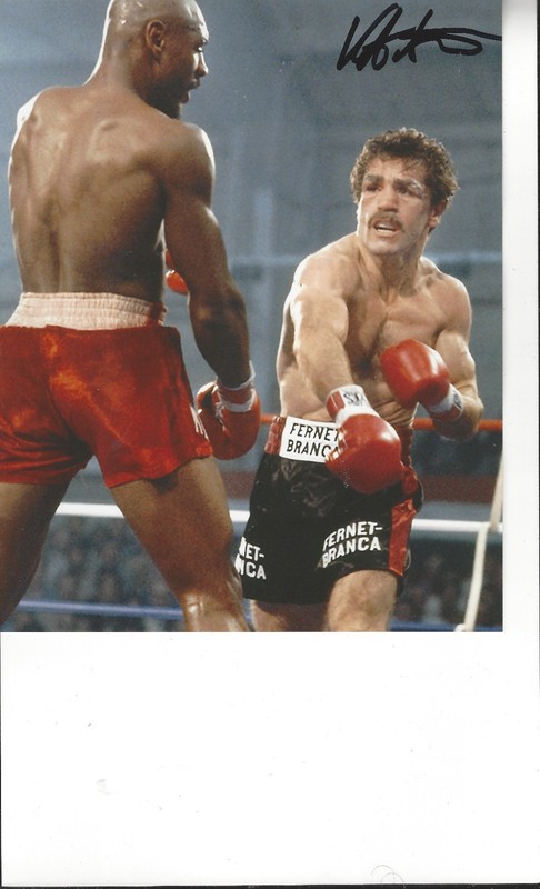 Vito Antuofermo autographed 8x10 action color  photo vs Marvin Hagler
