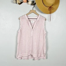 NWT Rails Morgan Rose Stripe Linen Blend Sleeveless Tunic Top Size X-Large