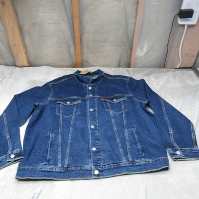 Levis Trucker Jacket Men XXL Blue Denim Standard Fit Dark Wash Casual $89.50 NEW