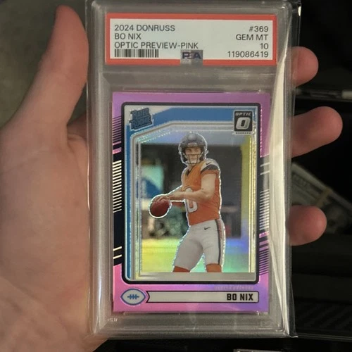 Panini Donruss Rated Rookie Bo Nix Optic Preview Pink  Broncos PSA 10