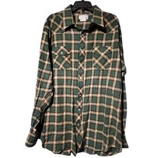 Men's Wrangler Wrancher Flannel Long Sleeve Shirt Pearl Snap Size XLT