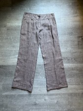 Patrizia Pepe 100 Linen Plaid Wide Leg Pants Size IT42 US6 Mid Rise