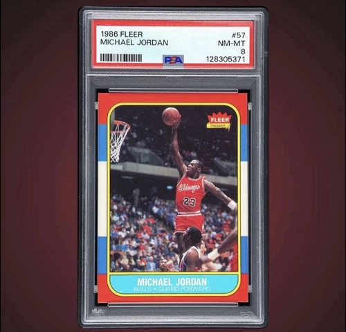 1986 FLEER MICHAEL JORDAN ROOKIE RC #57 PSA 8 New Label Pack Pulled Looks Nicer