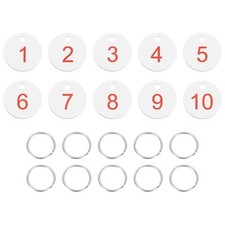 10PCS Number Tags 1-10, Number Key Tags Plastic Numbered Keychain with White