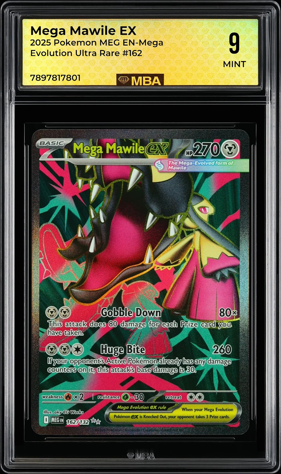 2025 Pokemon MEG EN-Mega Evolution Mega Mawile EX #162 Ultra Rare MBA 9