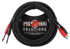 Pig Hog PD-R1415 Dual RCA Male to Dual 1/4" Mono Male Cable, 15 Feet