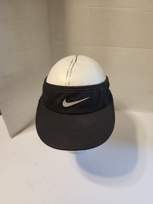 Nike AW84 Dri Fit Golf Visor Adjustable Unisex Black Reflective Swoosh