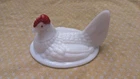 Vintage Westmoreland Milk Glass Split Tail Hen on Nest Top Lid Only Red Comb