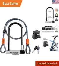 Kryptolok Standard U-Lock with Steel Cable - Safe and Reliable Bike Lock