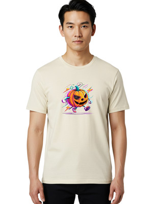 Pumpkin-1 Mens Graphic Tee, 100% Cotton, Casual Summer Wear