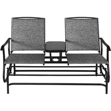 23.5 In. Gray 1-Piece Metal Patio Conversation Seating Set (2-Person)