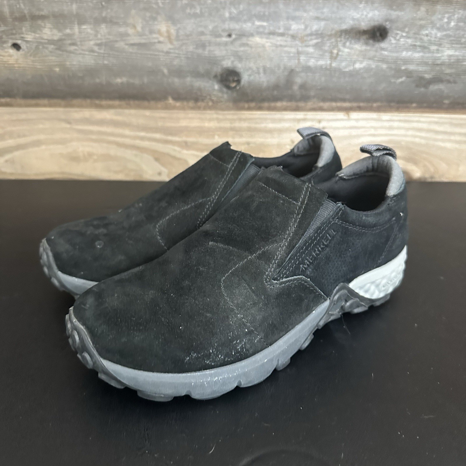 Scarpe da uomo Merrell J91701 Jungle Moc AC slip on nere scamosciate taglia 8 sneakers