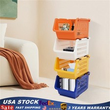 4 PCS Stacking Storage Baskets, Stackable Organizer Baskets, Stackable Bins