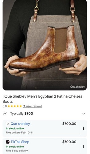 Que Shebley All Leather Egyptian 2 Patina Chelsea Boots Size 12EE