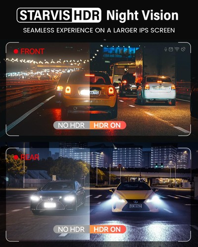Dash Cam Front Rear 4K Built-in 5G WiFi GPS, Voice Control, 3.39 inch IPS Scr... - Bild 4 von 9
