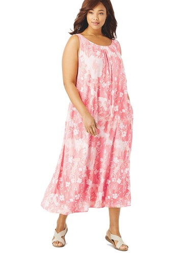 Ladies 28-30 PINK Sleeveless Floral Print Dress has small marks see pic