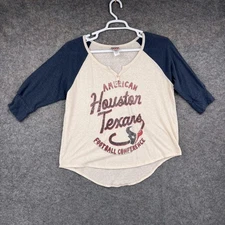 Houston Texans Shirt Womens Large Blue Cream Navy NFL Football Junk Food