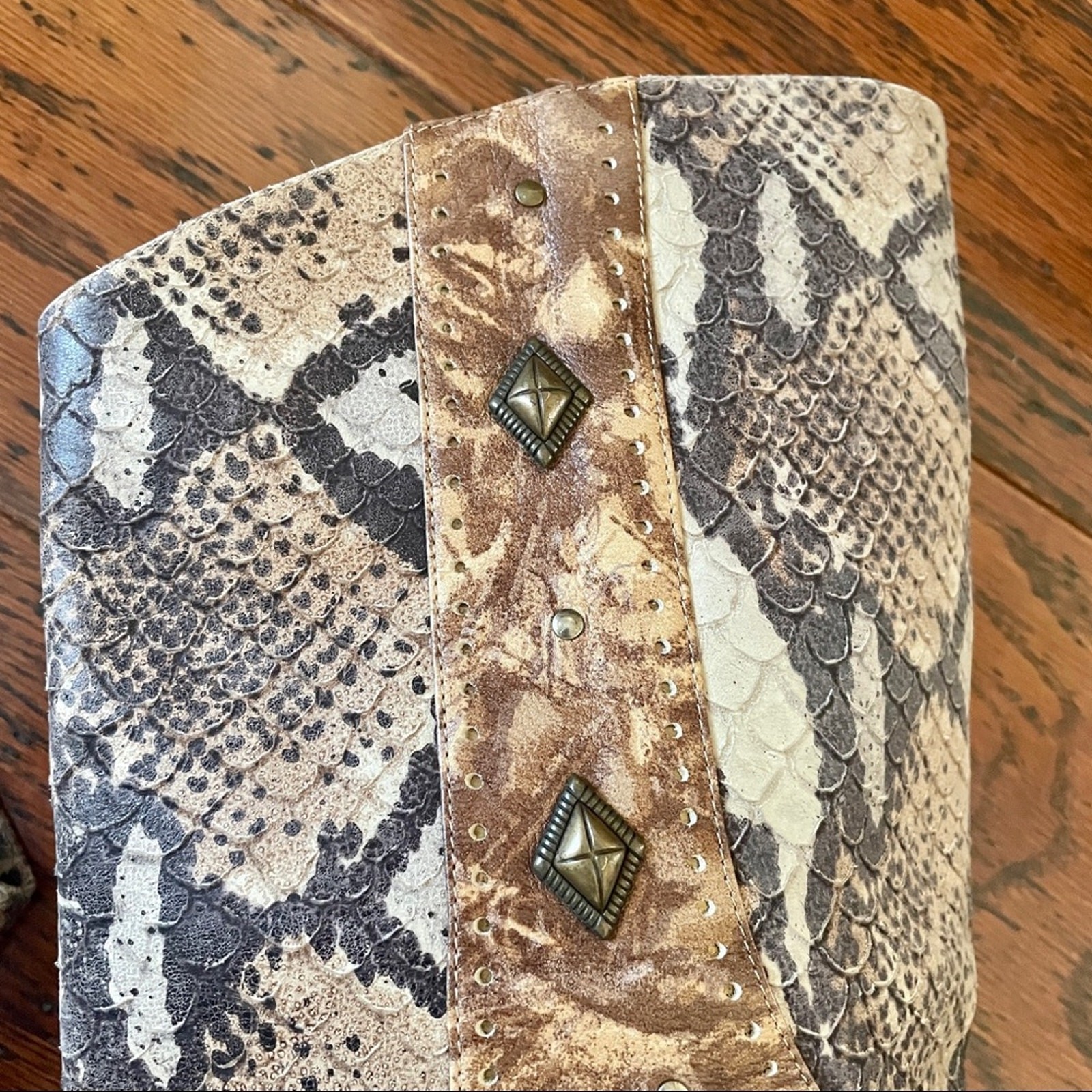 Peter Fox Python Embossed Slouchy Western Boots w… - image 14