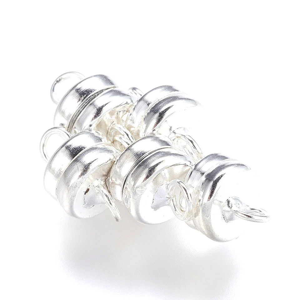 50x Mixed Color Brass Magnetic Clasps Flat Round Smooth Closure Findings 11x7mm - Image 2 of 3