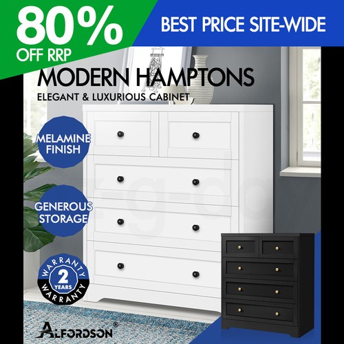 ALFORDSON 5 Chest of Drawers Hamptons Storage Dresser Tallboy