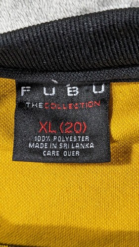 Vtg Y2K FUBU Knit Jersey Yellow Black Academy Of Athletics Street Hip Hop Men XL - Picture 7 of 11