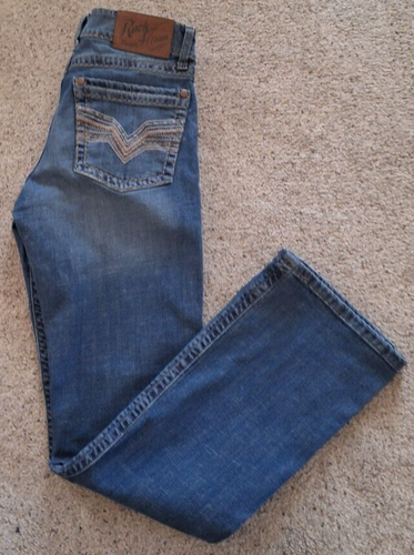 Rock 47 Wrangler Jeans Mens 30x36 (30x35) Slim Boot Embroidery Thick Stitch - Picture 4 of 8