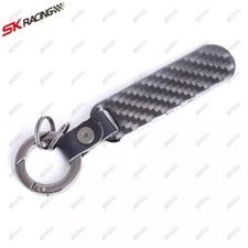 Universal Black Carbon Fiber Leather Car Keychain Car Key Chain Ring Key Fob New